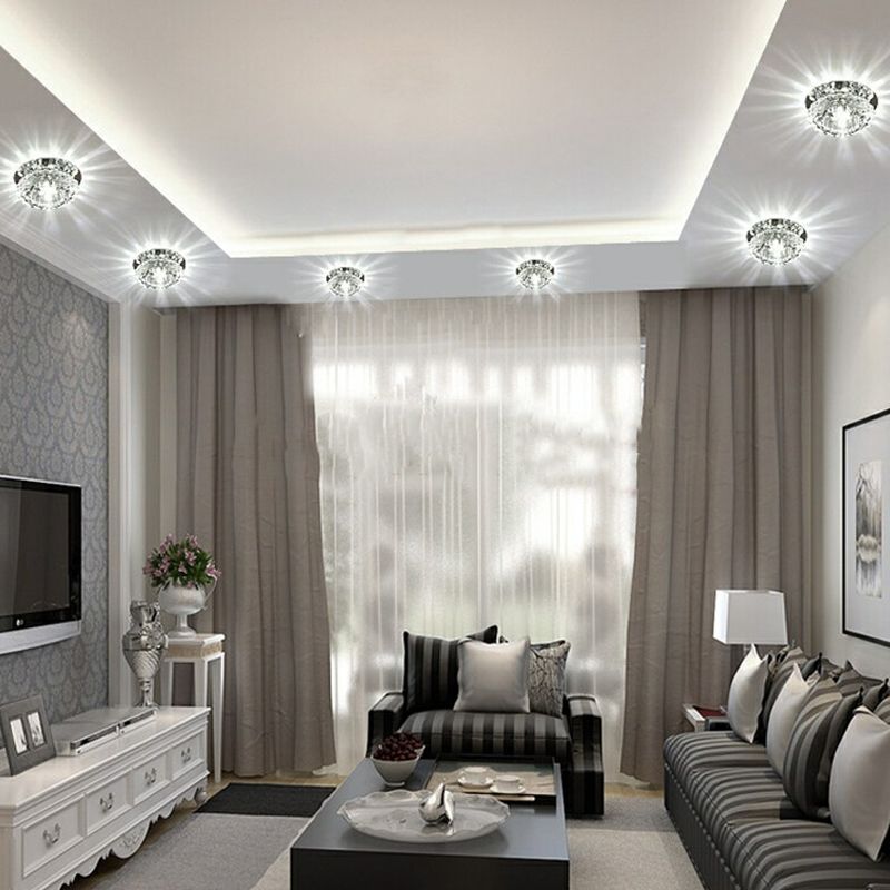 Floral Flush Ceiling Light Contemporary Crystal Corridor LED Flush Mount Lighting Fixture in Clear
