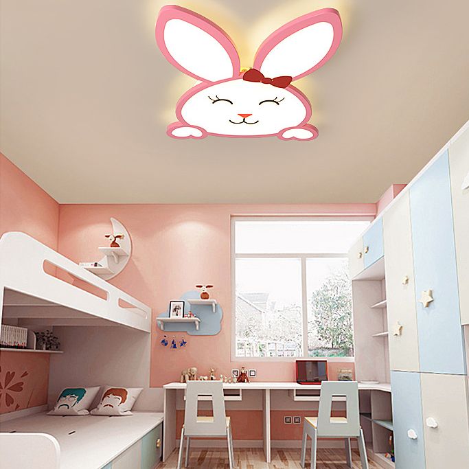 Animal Flushmount Lights Cartoon Acrylic Ceiling Mounted Fixture for Bedroom