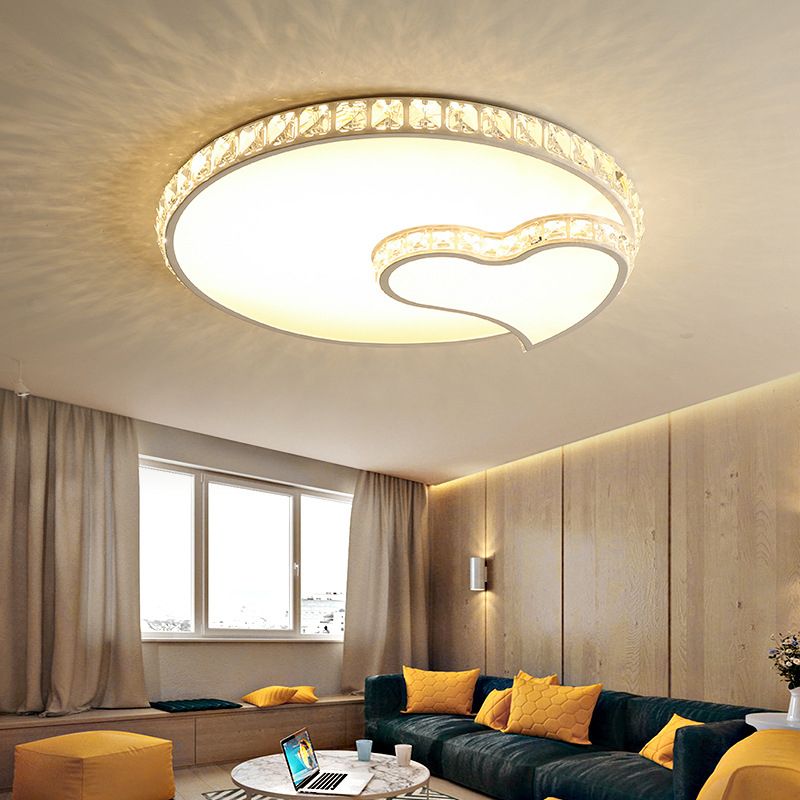 Geometric Crystal Ceiling Mount Light Fixture Contemporary LED White Flush Mount Ceiling Fixture