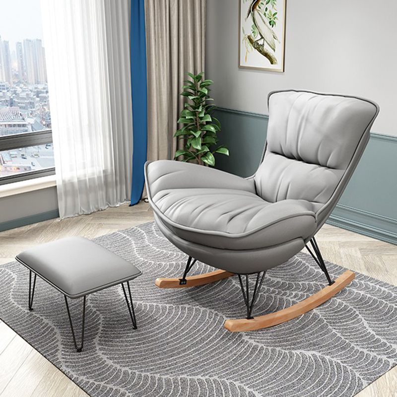 Contemporary Rocking Chair Fabric Upholstered Tufted Solid Color Indoor Rocking Chair