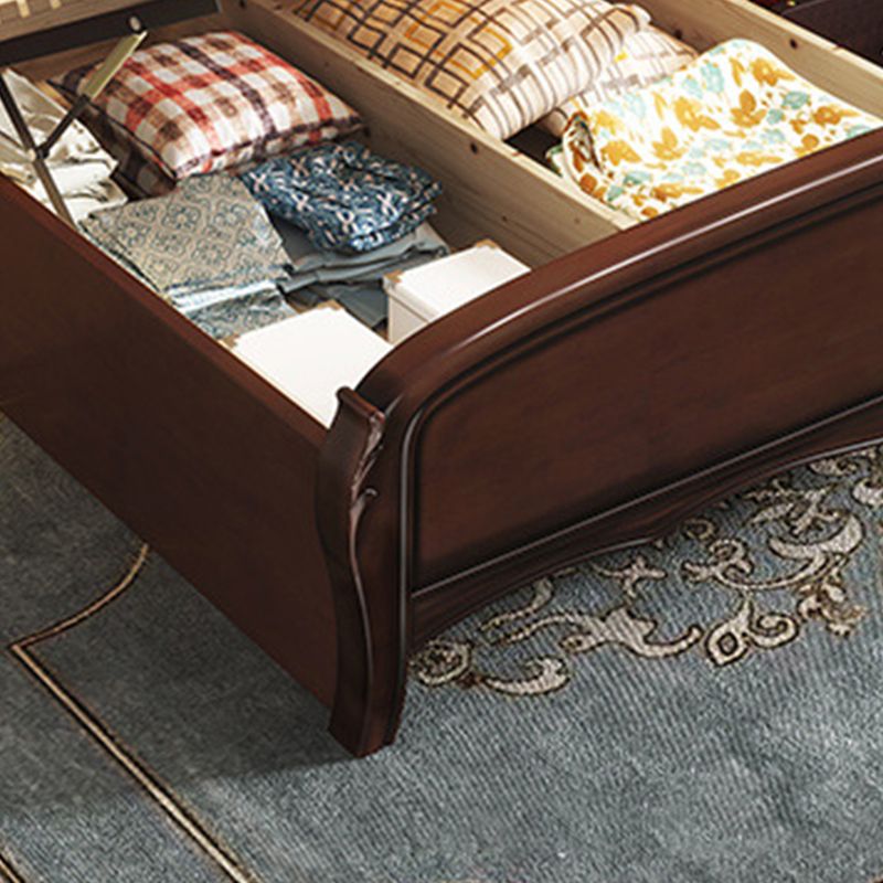 84.65 inch Wide Contemporary Panel Bed Espresso Standard Bed with Headboard