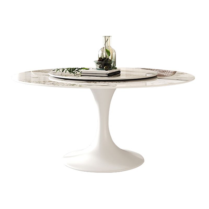 Modern Round Dinette Set 1/4/5/7 Pieces Sintered Stone Dining Table Set with Turntable