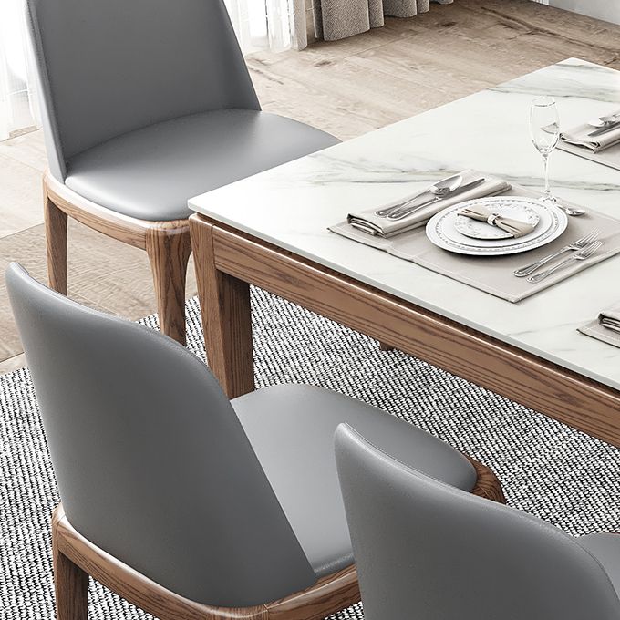 Mesa rectangular con tapa de piedra sinterizada en mesa moderna medieval blanca con 4 patas