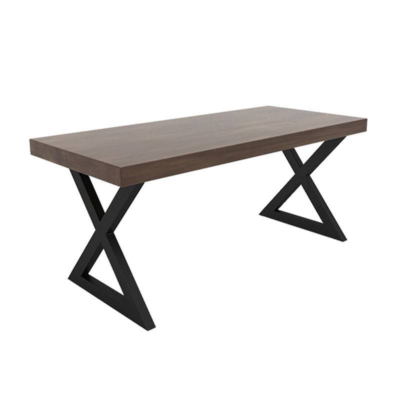 Industrial Pine Table for Restaurant Rectangle Dining Table with Double Pedestal