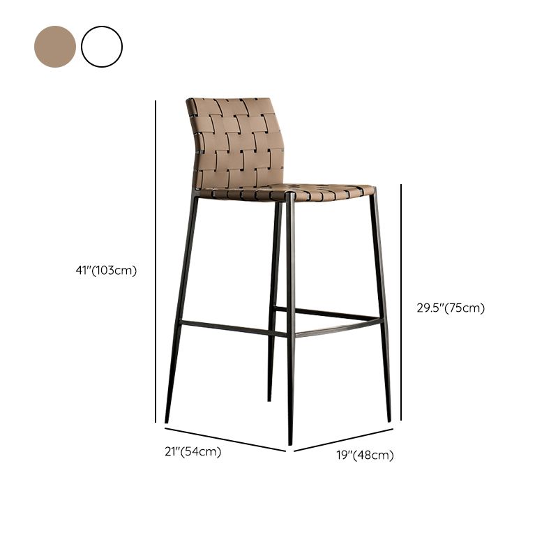 Modern Style Bar Stool Leather Backrest Counter Stool with Metal Legs