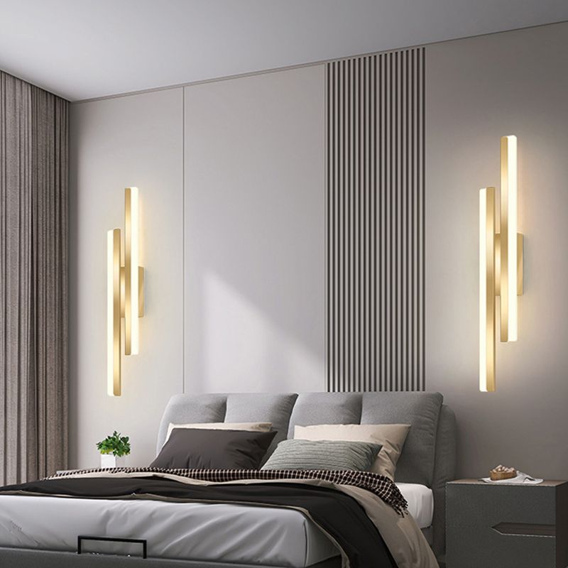 Modernism Golden/Black 2-Light Wall Mounted Sconce Linear LED Wall Light