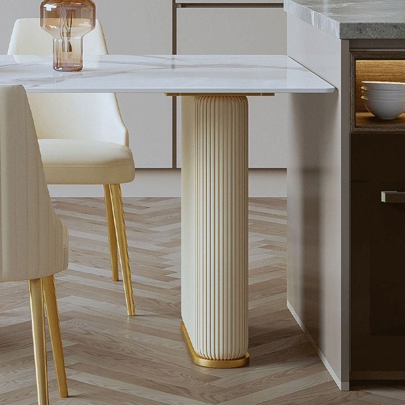 Sintered Stone White Dining Table Traditional Luxury Dining Table for Home Use