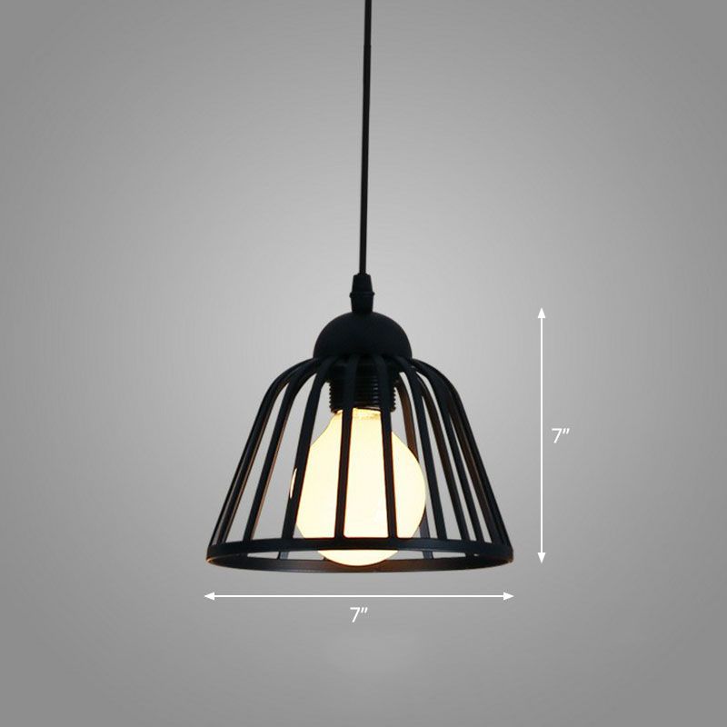 Geometric Cage Iron Hanging Light Simplicity 1 Bulb Corridor Pendant Light Fixture in Black