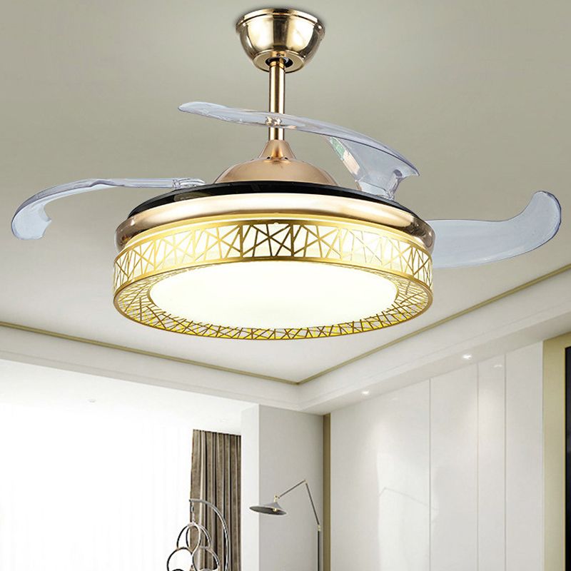 Nestförmiger Wohnzimmer Deckenlüfter Leuchtmetall 19 "breit LED Simplicity Halbflush Mount, 4 Klingen