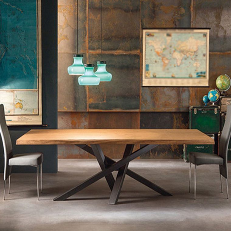 Rectangle Dining Table Brown Wood Modern Pedestal Dining Table