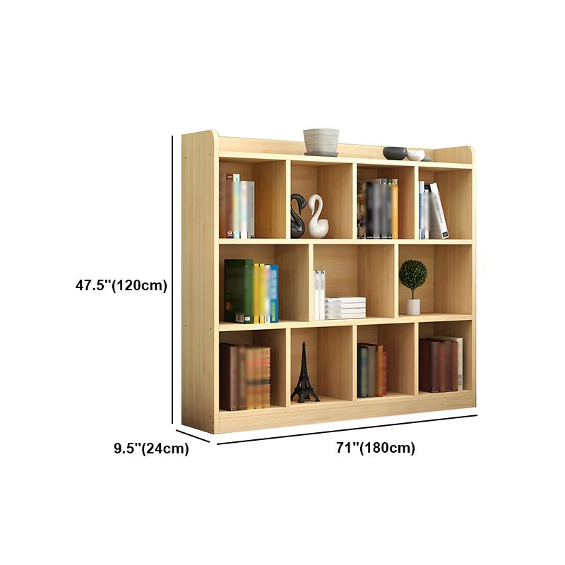 Closed Back Bookshelf Solid Wood Contemporary Style Natural Bookcase for Office