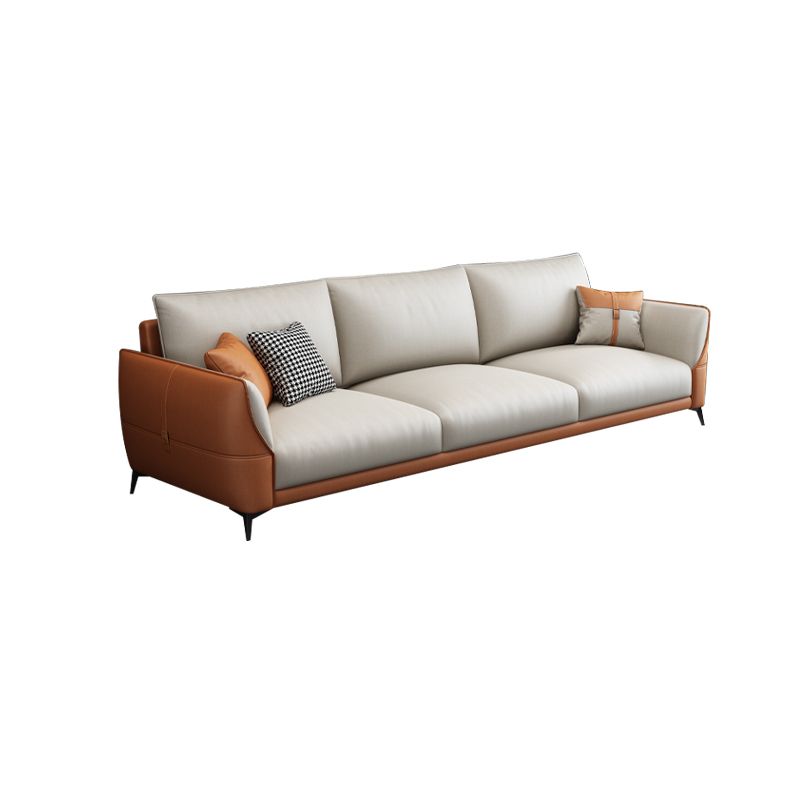 Stain Resistant Contemporary Settee Couch with Pillows in Orange/white