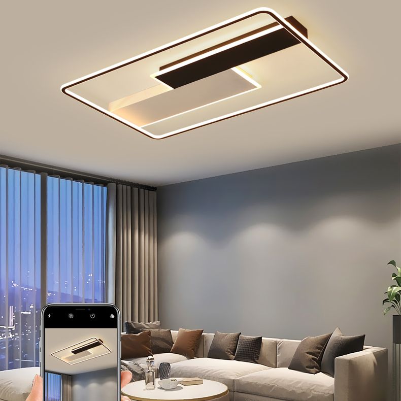 Minimalisme LED Metal Flush Light Black Flush Mount Ceiling Light for Living Room