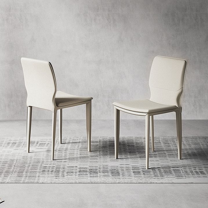Contemporary Metal Dining Room Chair Armless Leather Dining Chairs for Home Use