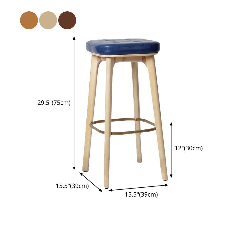 Modern Style Bar-stool PU Leather Counter Bar Stool with Wooden Legs