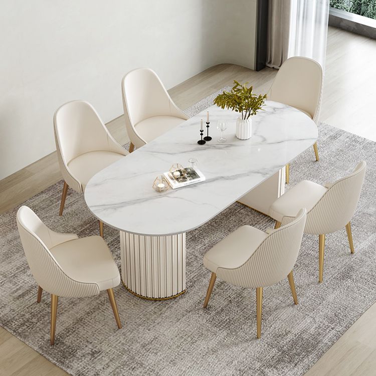 1/2/5/6/7 Pcs Metal Modern Dining Set with Oval Shape Table Dinette Set