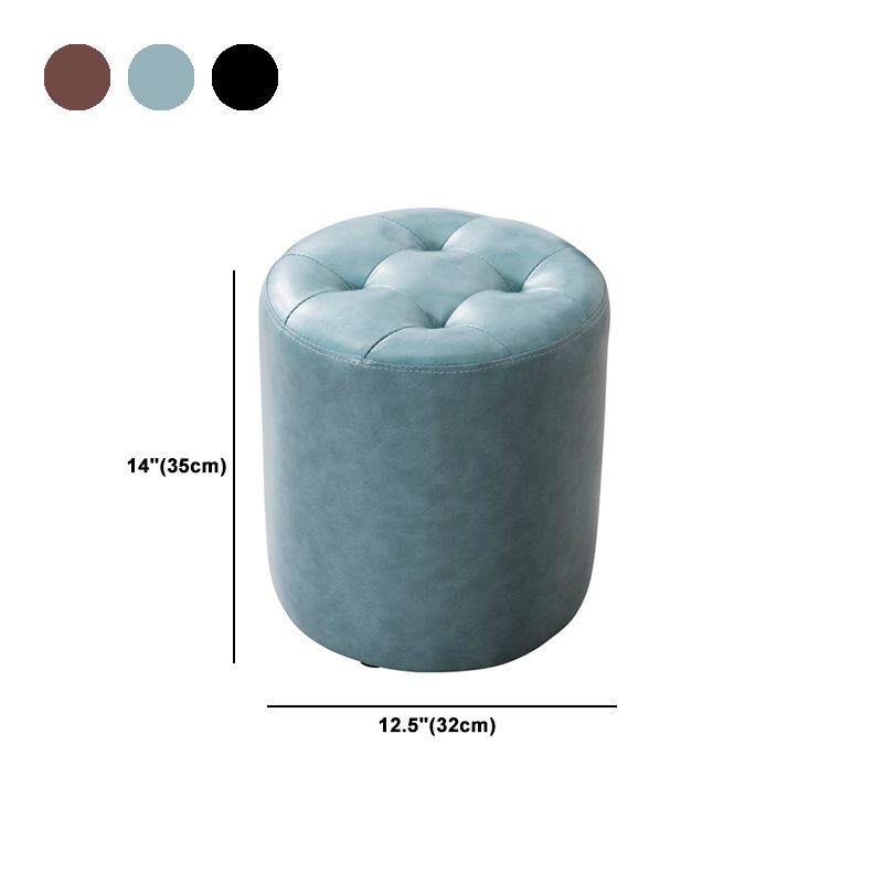 Water Resistant Round Standard Modern Solid Color Leather Pouf