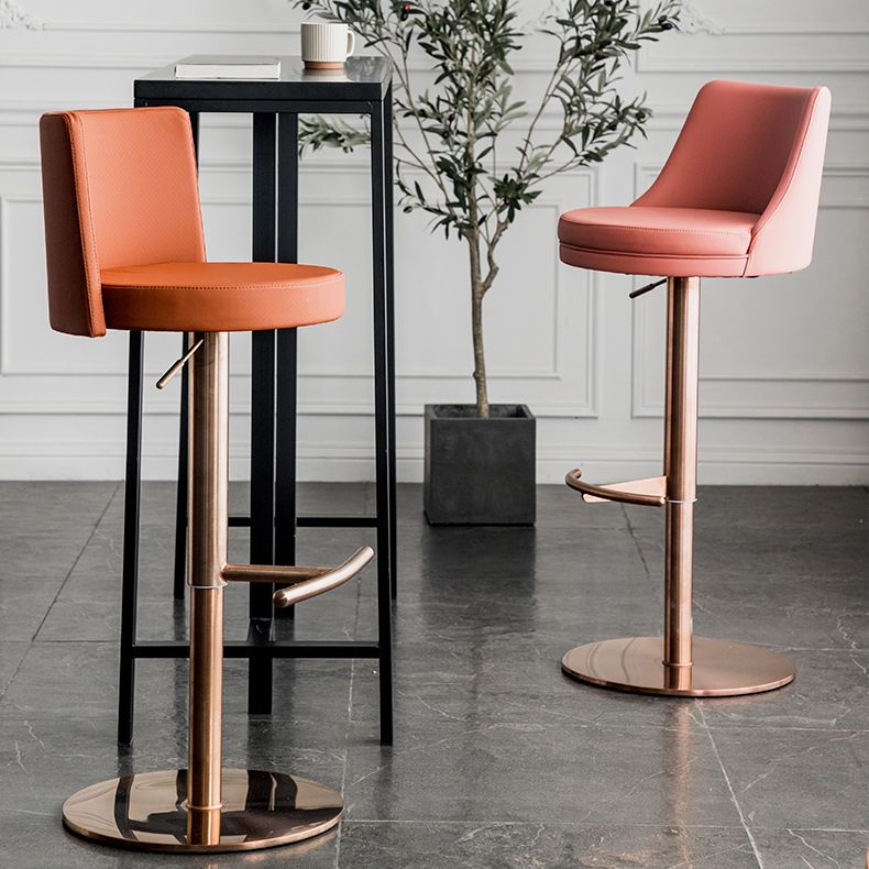 Glam Style Faux Leather Barstool Liftable Counter Bar Stool for Kitchen