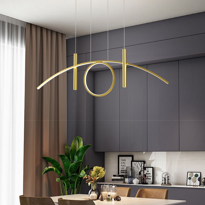 Linear Shape Island Lights Modern Style Metal 4-Light Island Lighting