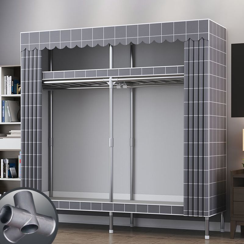 Contemporary Style Metal Wardrobe Cloth Rod Included Wardrobe Closet for Home