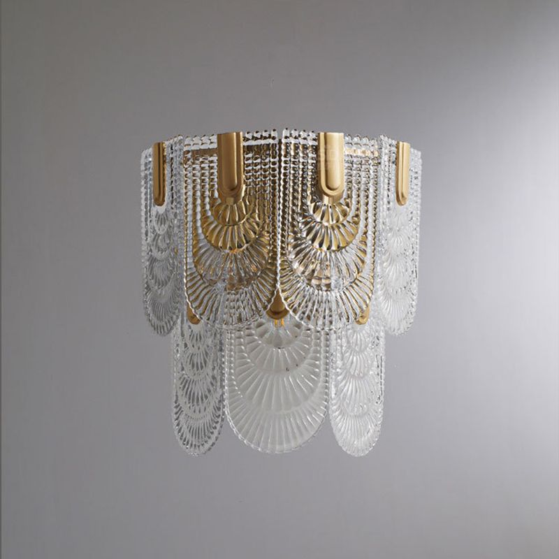 Brass Geometric Wall Light Nordic 13" Wide Wall Sconce with Glass for Living Room