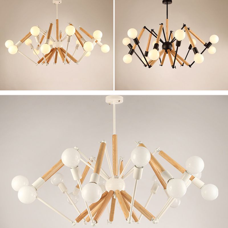 Modern Starburst Suspended Lighting Fixture Wood Pendant Lighting Fixtures for Restaurant