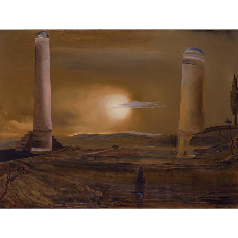 Salvador Dali the Towers Mural Surrealist Non-Woven Material Wall Covering in Brown