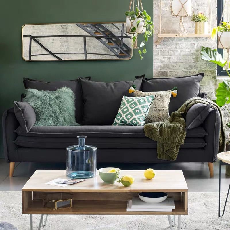 Tuxedo Arm Contemporary Cotton Blend/Faux Leather /Velvet Sofa Couch