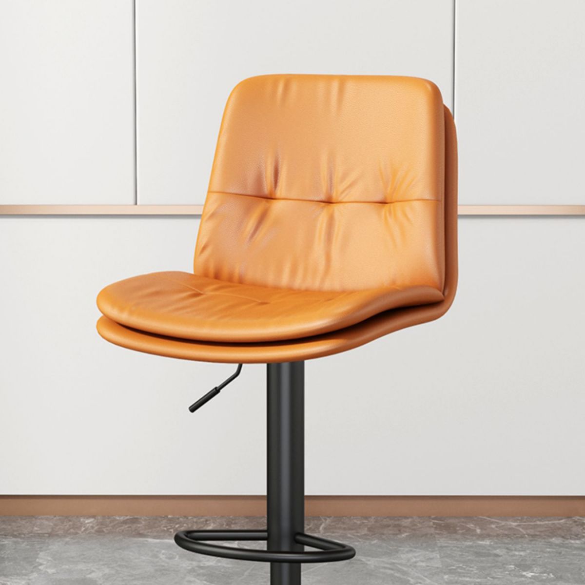 Contemporary PU Leather Counter Stool Turntable Fabric Cushion in Matte Finish