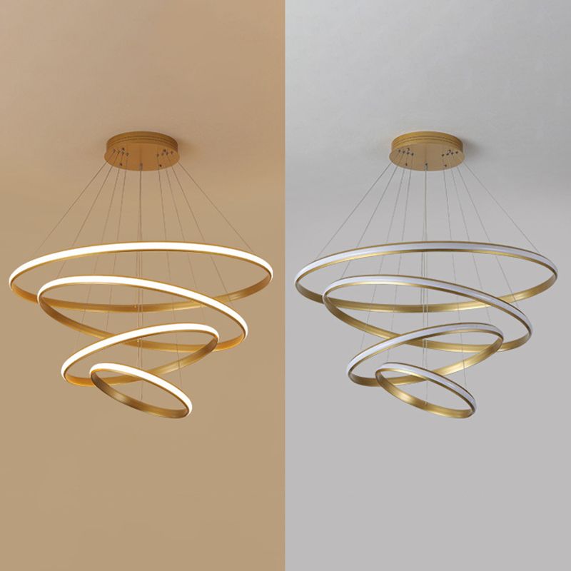 Iluminación colgante de anillo brillante externo simplicidad lobby de metal LED LED en oro