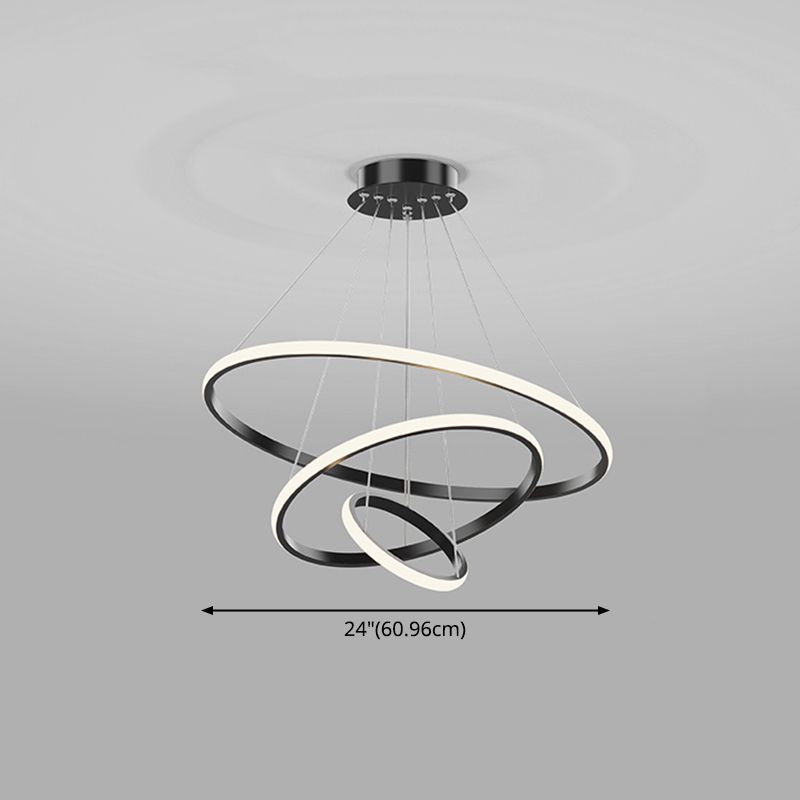 Luci del lampadario moderne a più anelli lampadario il lampadario in metallo