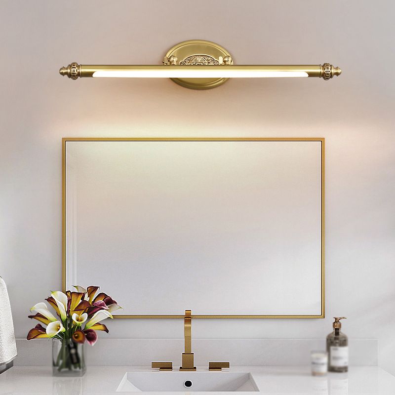 Stile moderno di illuminazione da vanità lineare in metallo 1 funce murale di vanità della luce in oro