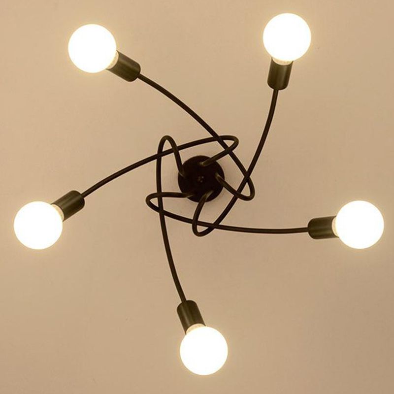 Lustre métallique industriel à montage Semi-encastré, ampoule nue, montage au plafond, pour chambre à coucher