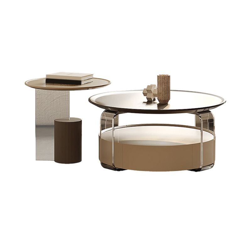 Contemporary Cocktail Table Round Storage Coffee Cocktail Table