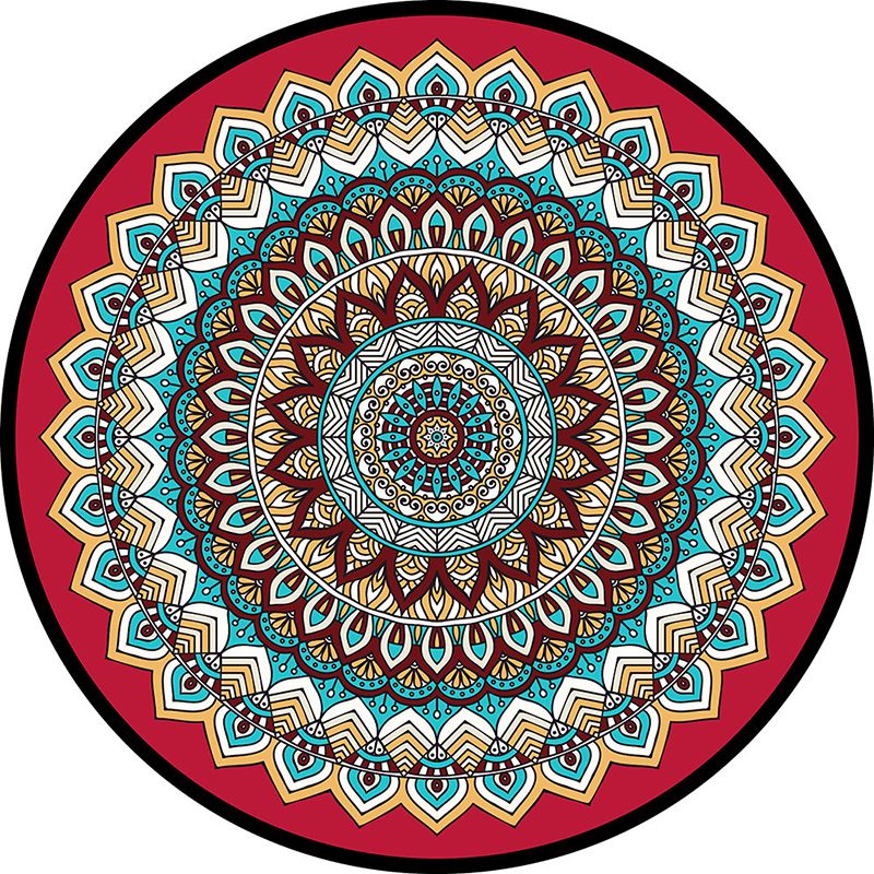 Alfombra de estampado floral multicolor alfombra de respaldo antideslizante de área redonda de área redonda para sala de estar para sala de estar