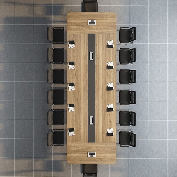 Modern Manufactured Wood Office Desk Rectangular Desk with Metal Pedestal