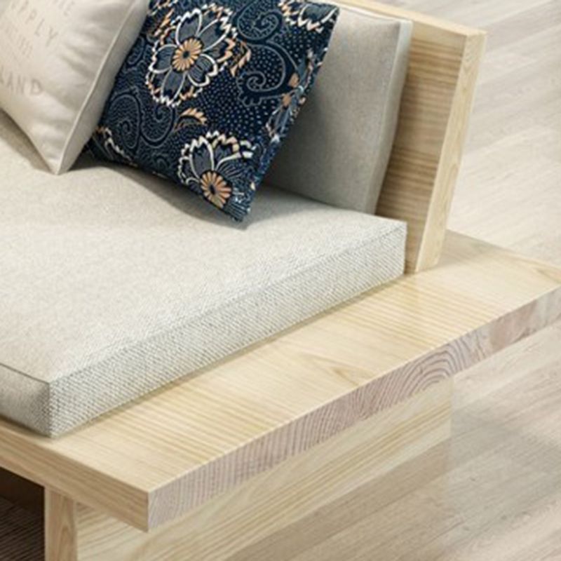 Tropical Solid Wood Frame Sofa Beige Linen Cushion Sofa with Pillows