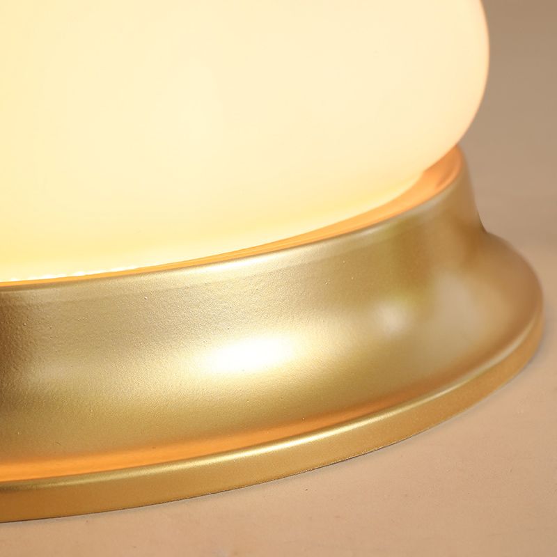 2 Bulbs Globe Ceiling Mount Colonial Brass Mouth Blown Opal Glass Flush Light Fixture for Living Room