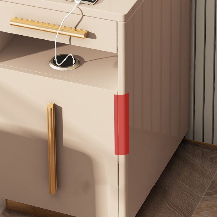 Glass Make-up 15.74" Wide White Vanity Makeup Vanity Desk Table with 3 Drawers