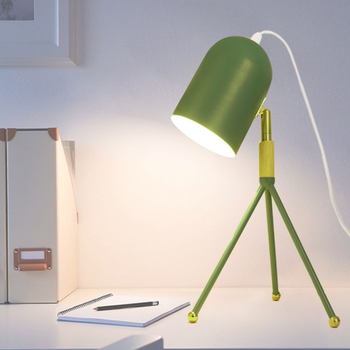 Macaron Tripod Table Light Metallic 1 Bulb Dorm Room Reading Book Lamp with Dome Shade