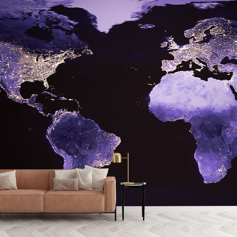 Mildew Resistant Modern Mural Wallpaper with World Map Pattern for Decoration