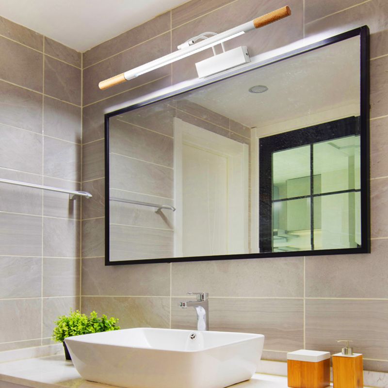 Wood Linear Mirror Lighting Nordic Style LED Wall Mounted Light Fixture