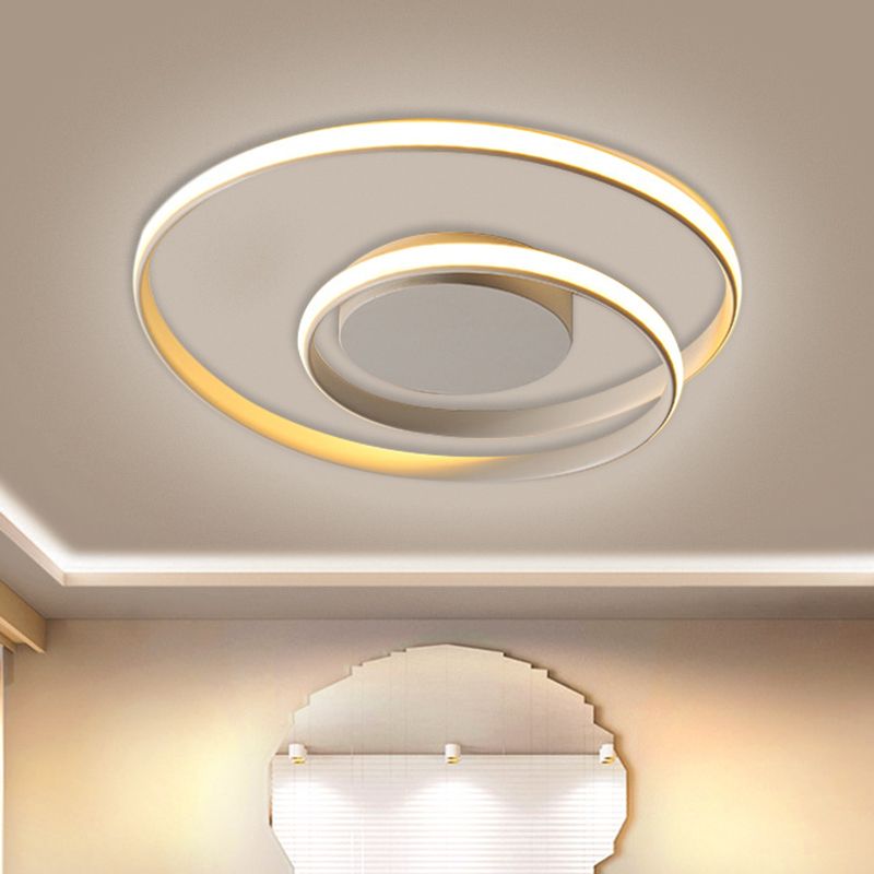 Plafonnier circulaire noir/blanc contemporain de 18"/23,5" de large à LED en métal avec lumière chaude/blanche