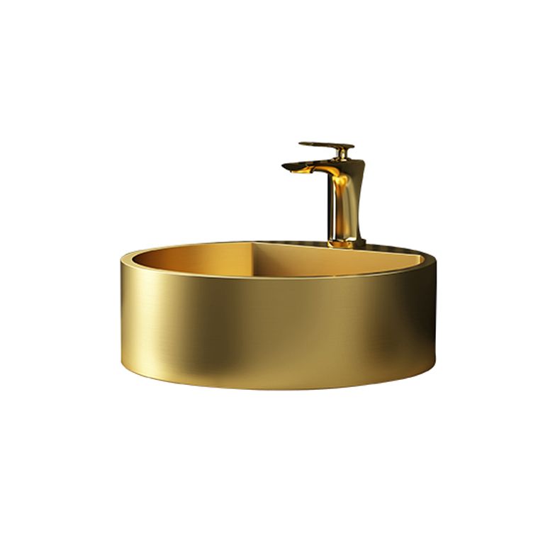 Modern Bathroom Sink Porcelain Pop-Up Drain Solid Color Round Vessel