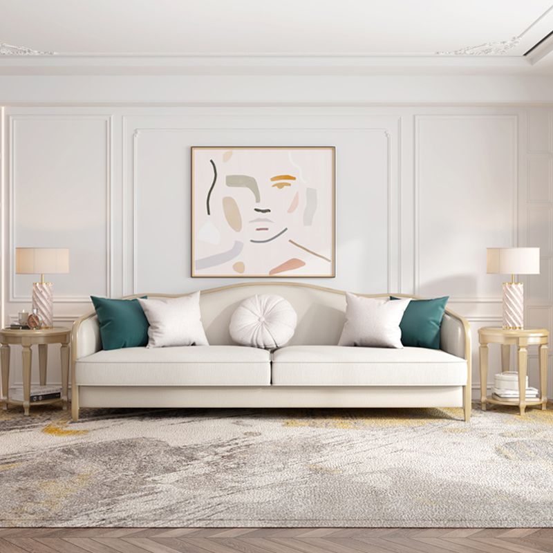 Linen Sectional Sofa Tropical Beige Sloped Arms Sofa for Living Room