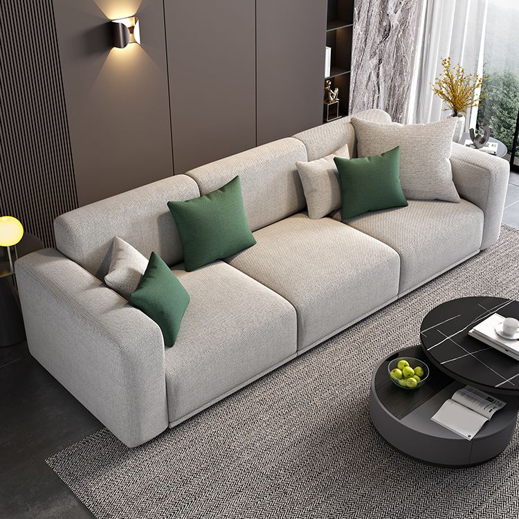 Contemporary Loose Back Seating Pillow Top Arm Beige Sofa for Apartment