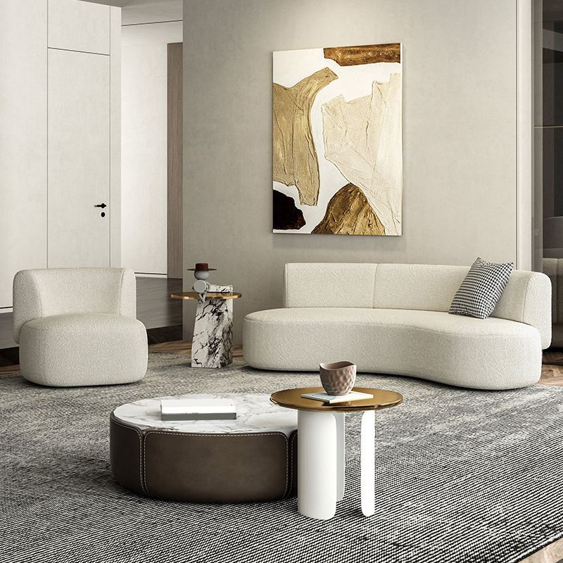 Contemporary 27.5" H Wool Sofa with Armless and Tight Back Curved For Living Room