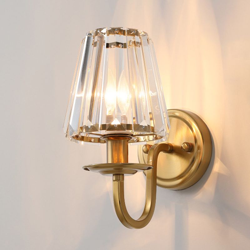 Geometric Wall Lighting Modern Crystal 1 Light Wall Sconces in Gold