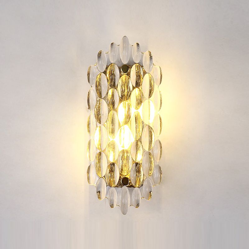 Postmodern Style Crystal Wall Light Gold 12.5" High Wall Sconce for Living Room