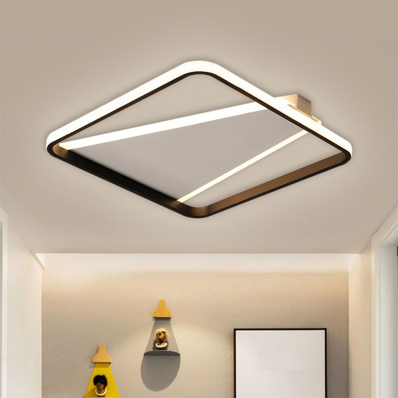 Geometric Acrylic Flush Light Minimalist LED Black Flush Mount Lighting, 16.5"/20.5" Width